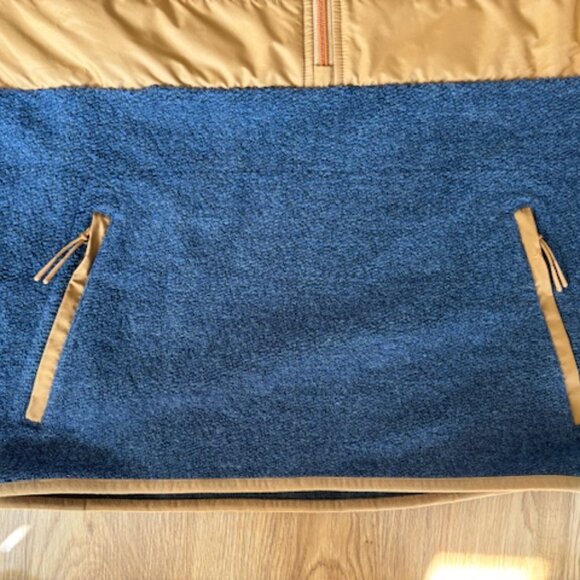 Prana Mens IncrediWool 1/2 Zip Quilted Wool Tan Blue Jacket NWT Medium - Picture 4 of 8